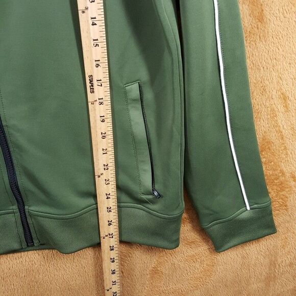 KARL LAGERFELD Track Jacket Mens Medium Green Side Stripe Zip Up Logo $149 - Picture 10 of 11